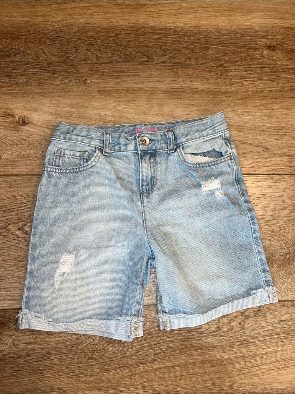 Children’s Place Light Blue Distressed Bermuda Denim Jean Shorts mid rise
